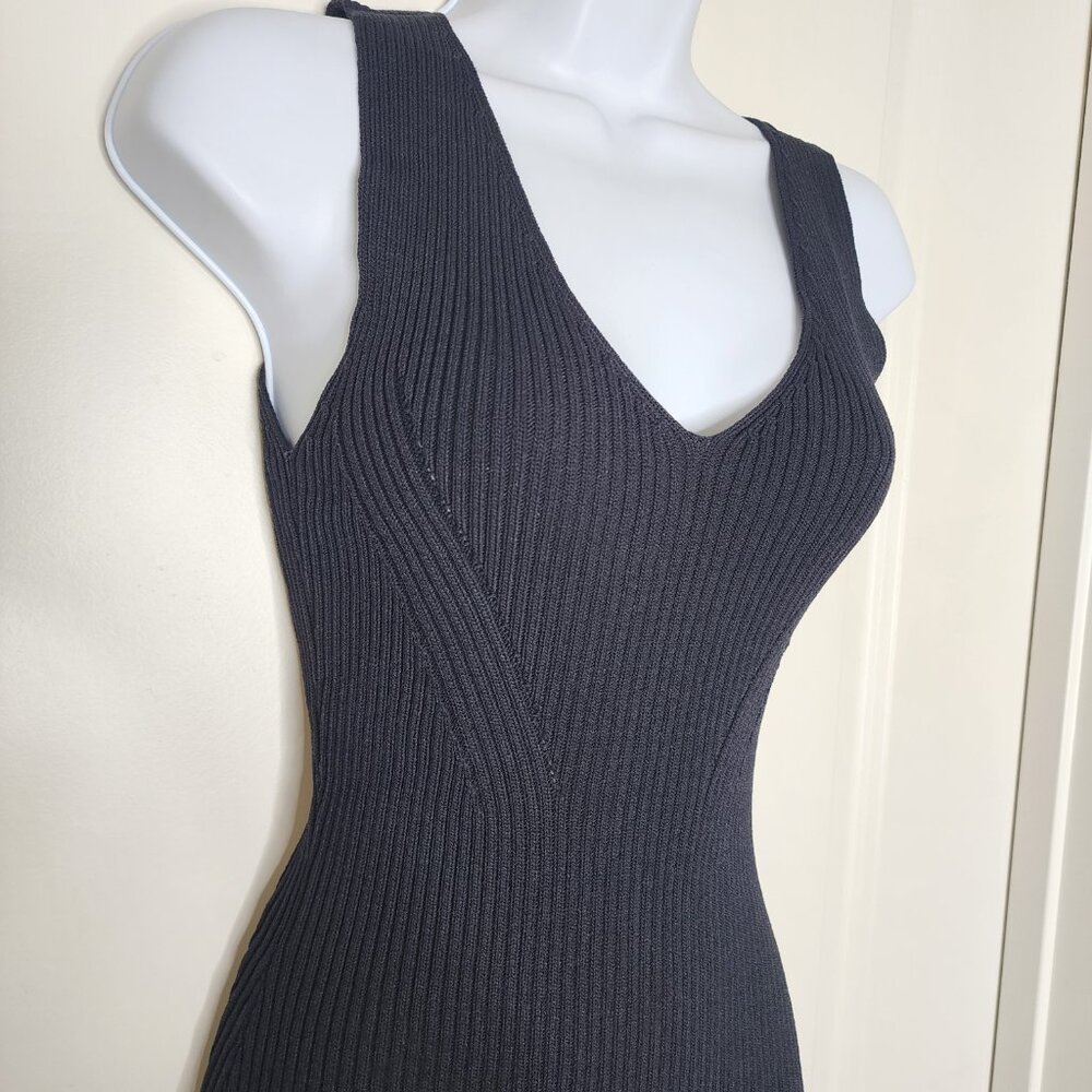 Michael Kors twilight blue ribbed sleeveless v neck Bodycon midi dress size XS - Picture 5 of 11